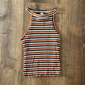 Multicolor ribbed halter top